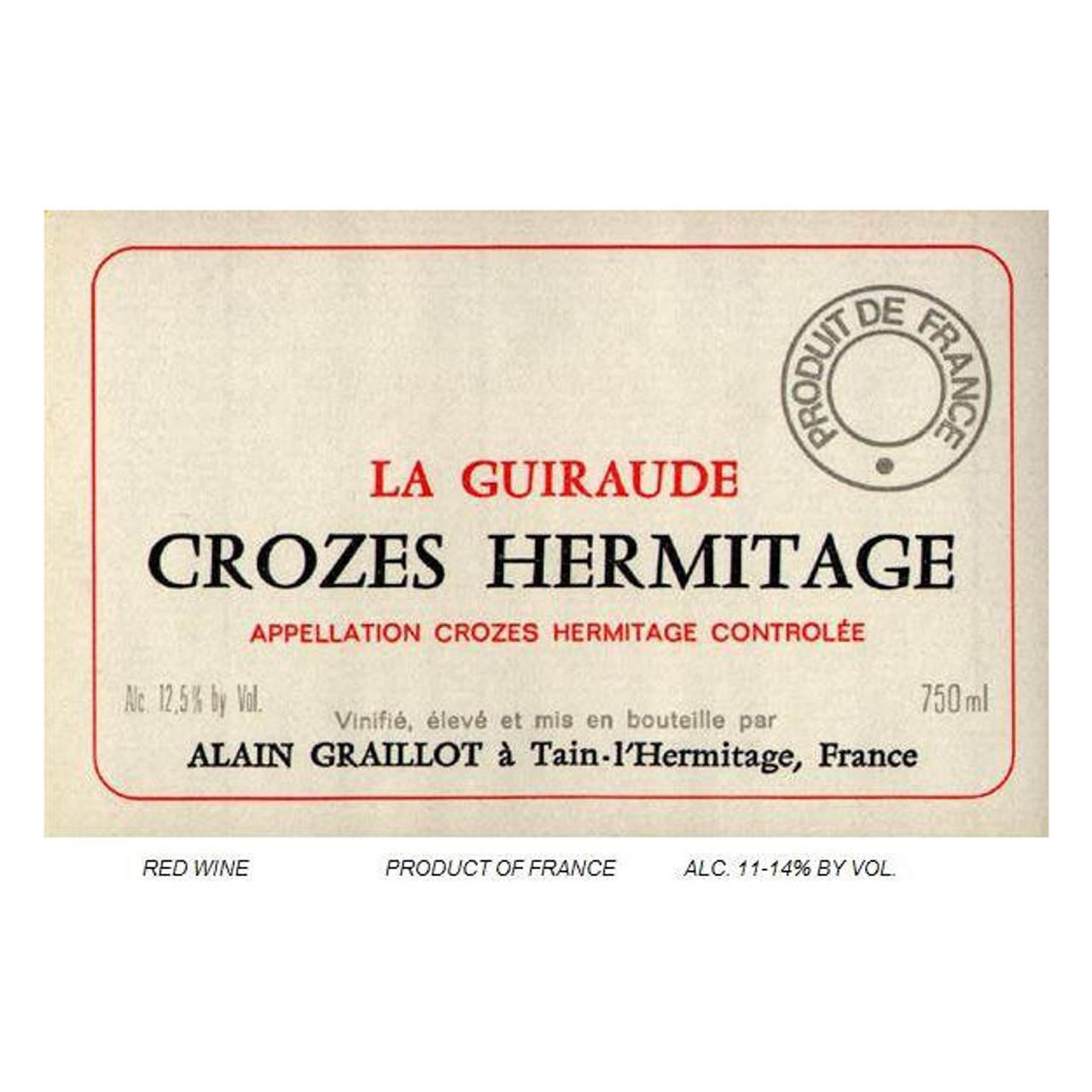 Alain Graillot Crozes-Hermitage La Guiraude 2022 750ml