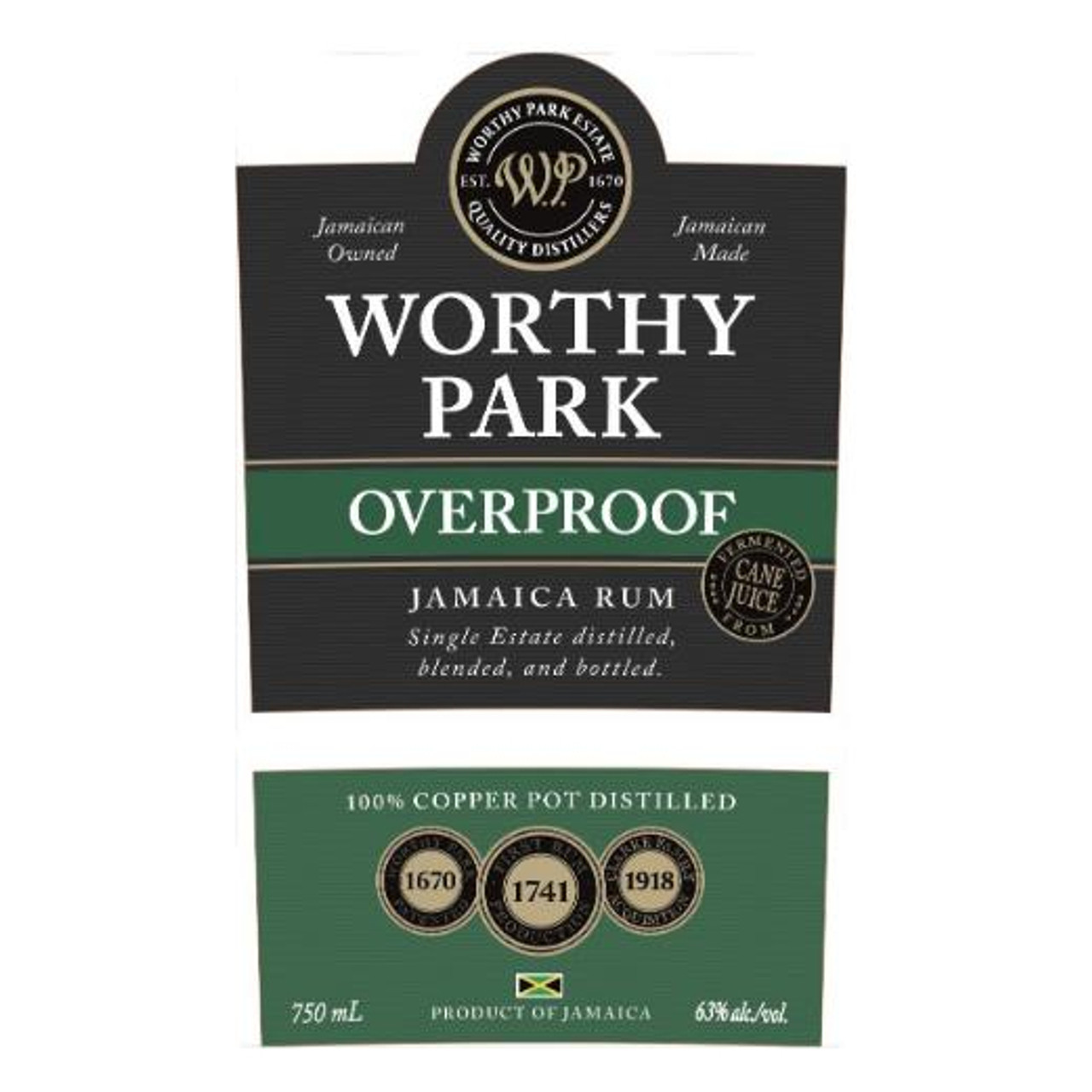 Worthy Park Overproof Jamaican Rum NV 750ml